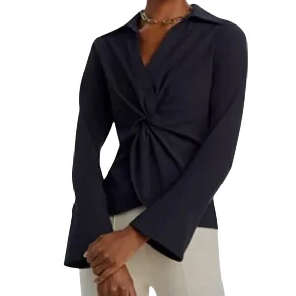 CINQ A SEPT McKenna Top NWT $295 Flared Cuff Twist at Waist Size M - Picture 2 of 9